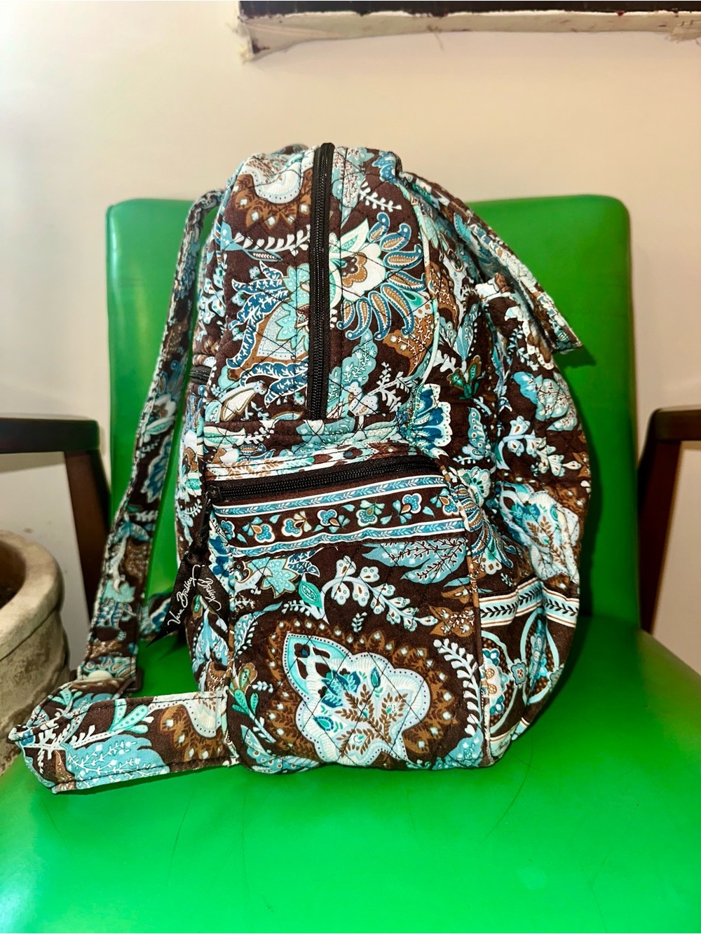 Vera Bradley Java Blue Quilted Floral Backpack - Picture 4 of 11